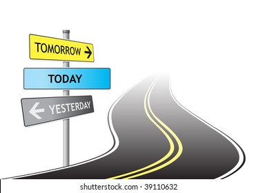 Road and signs with arrows