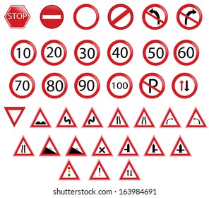 High Quality Standard Traffic Sign Collection Stock Vector (Royalty ...