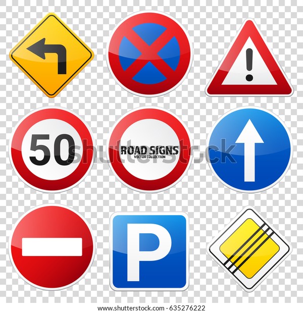 Road Signs Collection Road Traffic Controllane Stock Vector Royalty Free