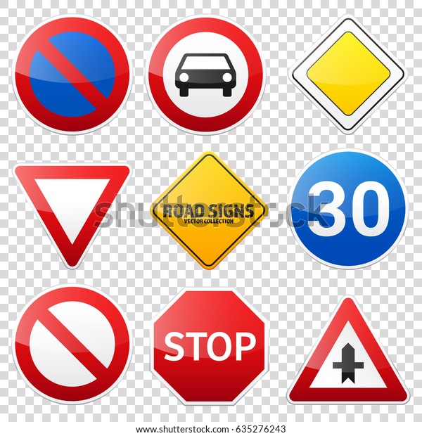 Road Signs Collection Road Traffic Controllane Stock Vector Royalty Free