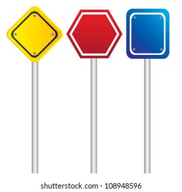 road signs in different shapes and colors
