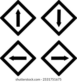 Road Signs with Directional Arrows. Vector Icons. Forward, Backward, Left, and Right