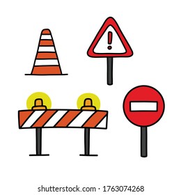 road signs doodle icon, vector illustration