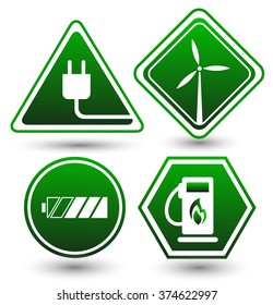 Road signs eco drive. Green eco friendly icon.