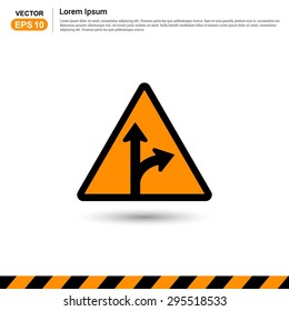 Road signs. Go Straight - Turn Right - Form in Road Sign - Orange Traffic sign icon