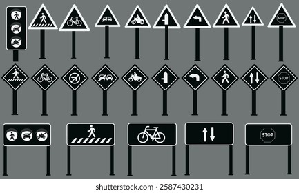 Road signs icon collection set