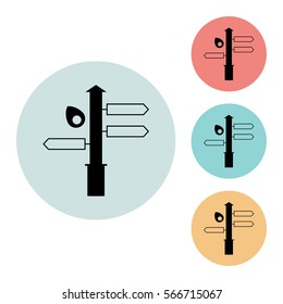 road signs icon isolated vector sign symbol, on blue, red, yellow background.Tourism elements icons. Can be used in logo, UI and web design