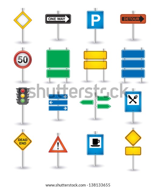 Road Signs Icons Stock Vector (Royalty Free) 138133655