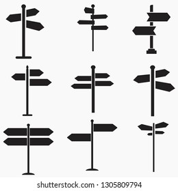 Road signs icons set. Flat design. Vector illustration