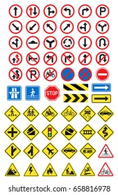 Road signs icons set. Vector illustration.