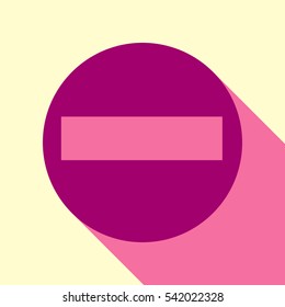 Road signs illustration. Flirt color icon with cyclamen flat style shadow path on cream background.