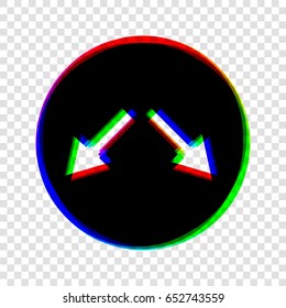 Road signs illustration. Vector. Black icon with red-green-blue contours on transparent background.