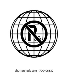 Road signs illustration. Vector. Black icon on black globe at white background. Isolated.