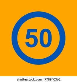 Road signs illustration. Vector. Medium teal blue icon on orange background.