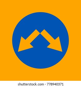 Road signs illustration. Vector. Medium teal blue icon on orange background.
