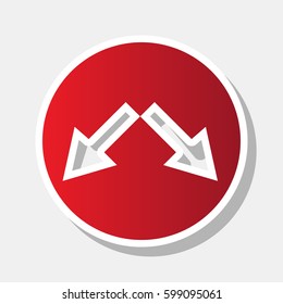 Road signs illustration. Vector. New year reddish icon with outside stroke and gray shadow on light gray background.