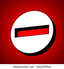 Road signs illustration. Vector. Perspective view of white icon with black outline at reddish background.