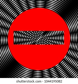 Road signs illustration. Vector. Red icon on white and black radial interference as background.