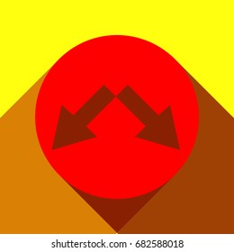 Road signs illustration. Vector. Red icon with two flat reddish shadows on yellow background.