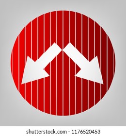 Road signs illustration. Vector. Vertically divided icon with colors from reddish gradient in gray background with light in center.