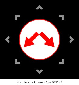 Road signs illustration. Vector. White icon in gray focus like mandala on black background.