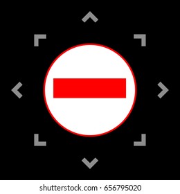 Road signs illustration. Vector. White icon in gray focus like mandala on black background.