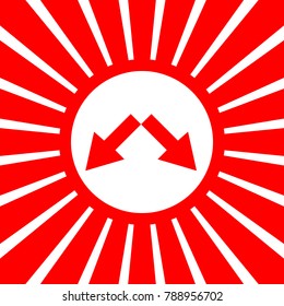 Road signs illustration. Vector. White icon on red sun with rays as background. Isolated.