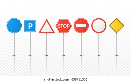 Road signs isolated. Vector street signs illustration. Road symbols design.