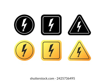 Road signs lightning icons. Silhouette and flat style. Vector icons