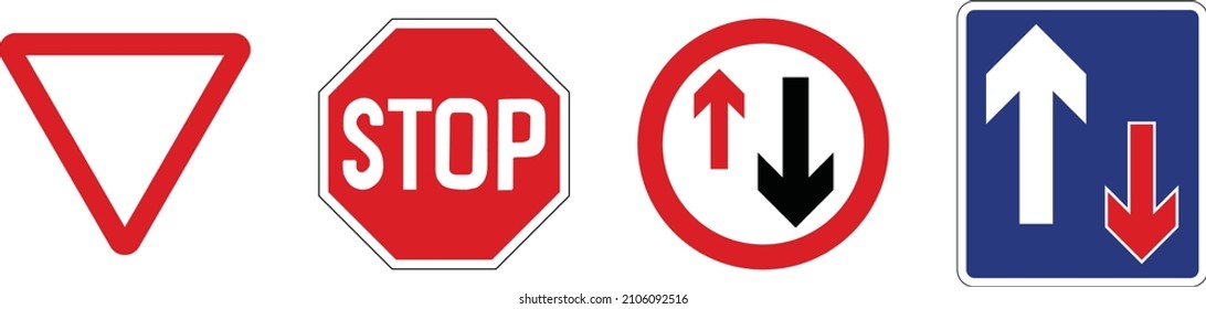Road signs in Mauritius, Signing system, Priority signs are intended to instruct road users on what they must or should do (or not do) under a given set of circumstances. 