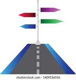 Road signs from a multi-colored gradient