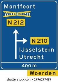 Road signs in the Netherlands, Diversion with alternative route shown on an advance warning panel for a non-motorway highway