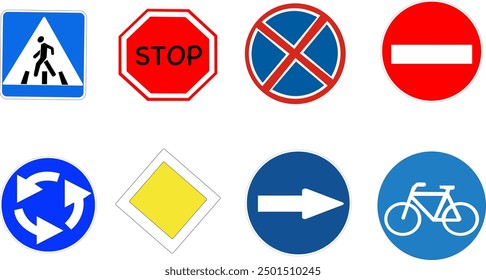 road signs on the road.vector illustration