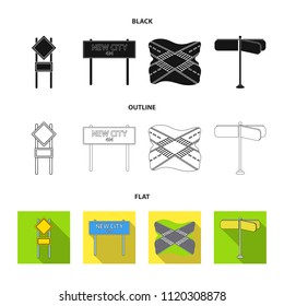 Road signs and other web icon in black,flat,outline style.Road junctions icons in set collection.