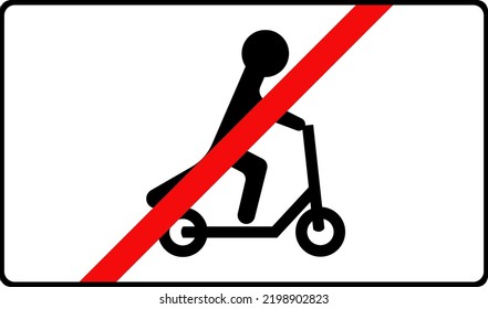 Road signs. Riding is prohibited. Except for the scooter. Scooter is prohibited. Vector image.