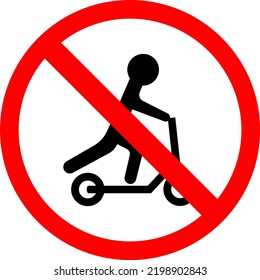 Road signs. Riding is prohibited on a scooter. Scooter is prohibited. Vector image.