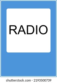 Road signs of the service. Radio, the reception area of the radio station. Vector image on a blue background.