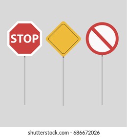 Road signs set.  Isolated on grey background.