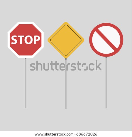 Road signs set.  Isolated on grey background.