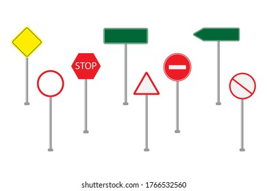 Road signs set. Stop sign, Parking sign on white background. Vector illustration eps 10.