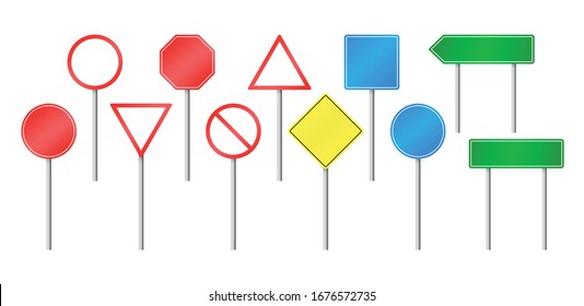 Road signs set. Vector illustration for traffic design