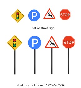 Road signs set Vector illustrationset 