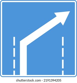 Señales de ruta de reglas especiales. La dirección del movimiento a lo largo de los carriles. La dirección de girar a la derecha. Imagen vectorial.
