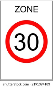 Road signs of special rules. A sign of a zone with a maximum speed limit. Vector image.