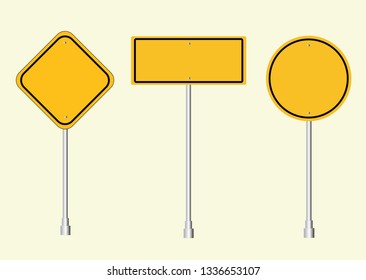 Road signs Street. Vector yellow plate road signs templates collection