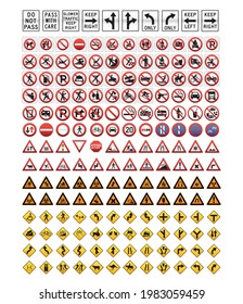 Road Signs and Symbols, detailed and fully editable vector Illustration, Set of road sign warning 