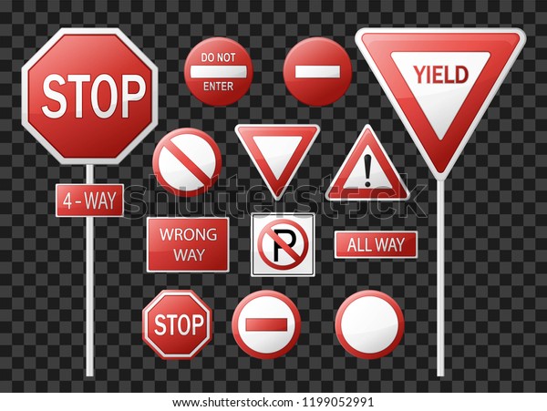 Road Signs Symbols Realistic Road Traffic Stock Vector Royalty Free