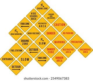 road signs and symbols with yellow background board printable design template for using road signs and symbols and also make awareness in peoples