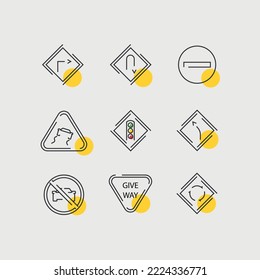 road signs traffic vector icon set road posts