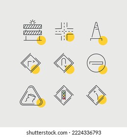road signs traffic vector icon set road posts